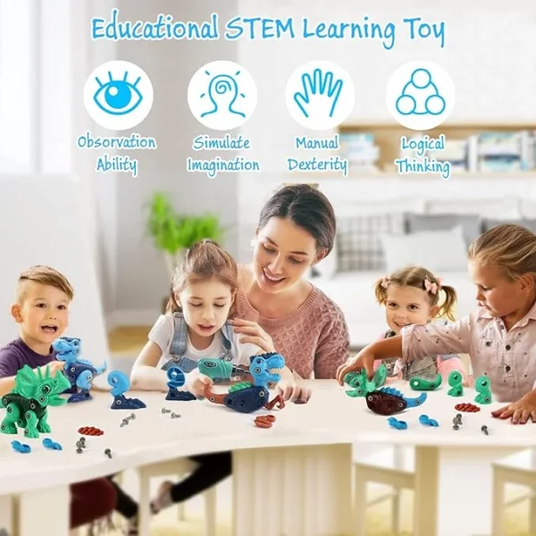 Dinosaur Take-Apart STEM Toy – Building Set with Electric Drill for Kids Ages 3–8 - Image 3